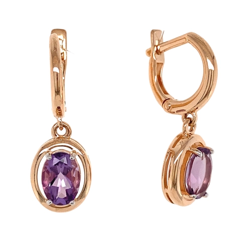 Серьги из золота 585 пробы с аметистами