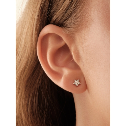 Серьги пусеты из золота 585 пробы с фианитами