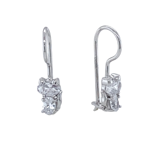 Серьги петельки из серебра 925 пробы с фианитами