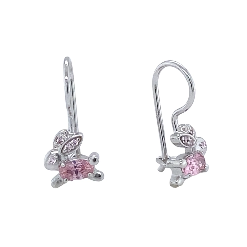 Серьги петельки из серебра 925 пробы с цветными фианитами
