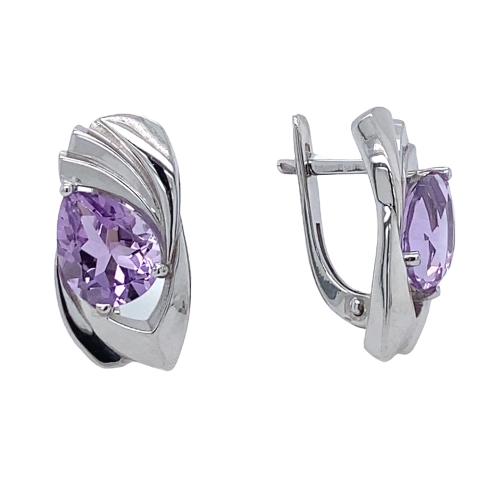 Серьги из серебра 925 пробы с аметистами