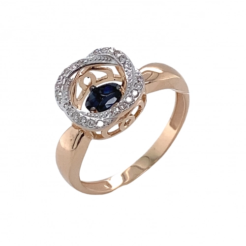 Кольцо (585) сапфир, бриллиант