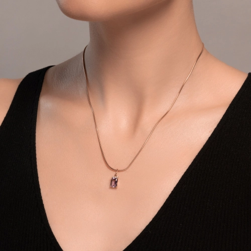 Подвеска из золота 585 пробы с аметистом и фианитами