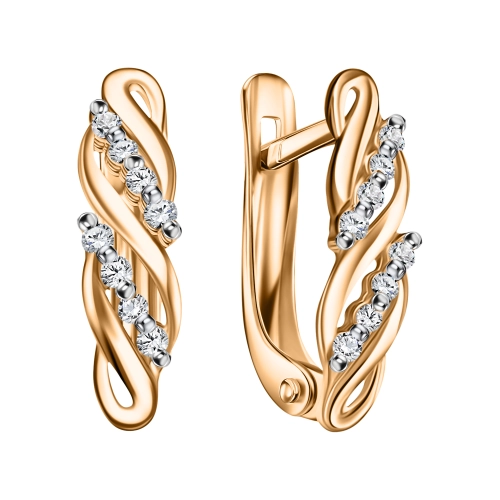 Серьги из золота 585 пробы с фианитами