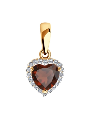 Подвеска из золота 585 пробы с гранатом и фианитами