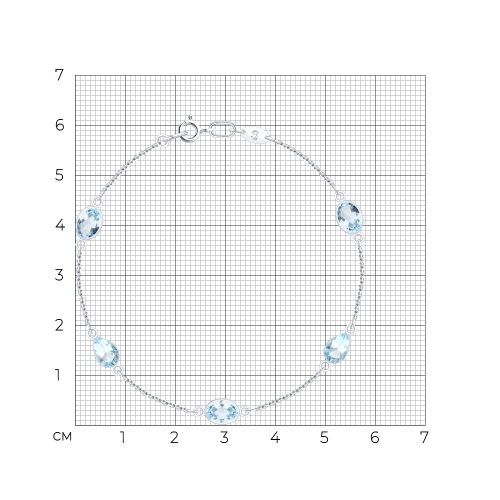 Браслет из белого  золота 585 пробы с топазом