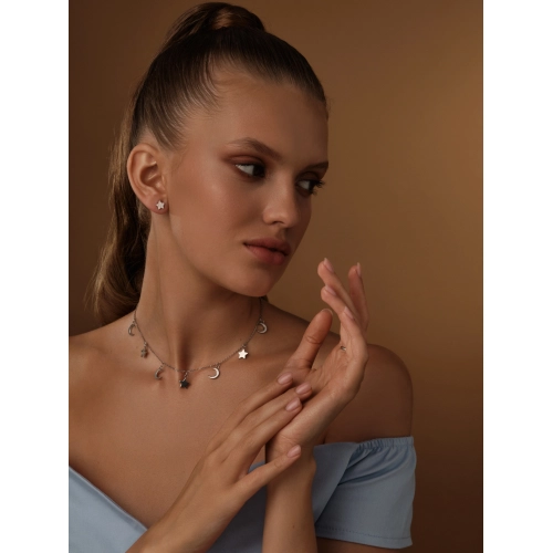 Серьги пусеты из серебра 925 пробы с фианитами