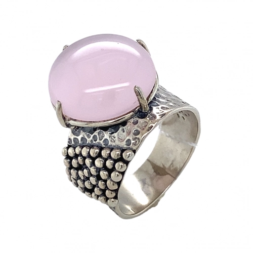 Кольцо (925) кварц розовый синт.
