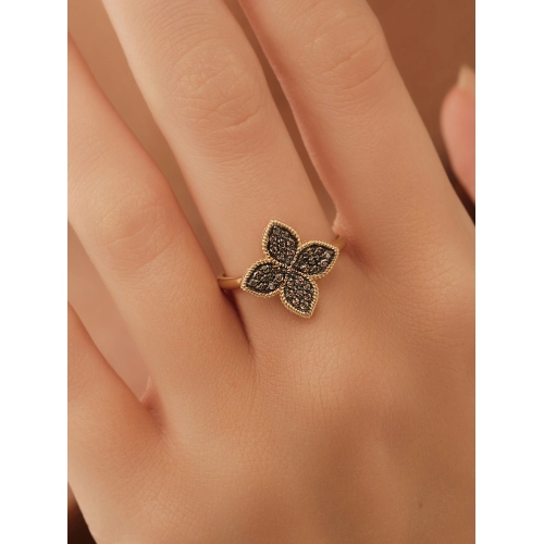 Кольцо из желтого золота 585 пробы с коньячным бриллиантом