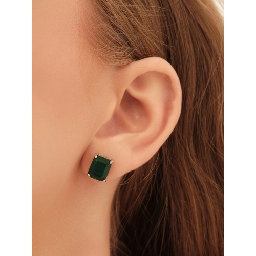 Серьги пусеты из серебра 925 пробы с цветными цирконами