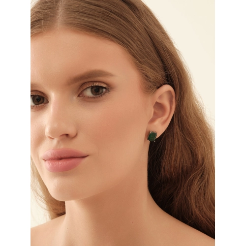 Серьги пусеты из серебра 925 пробы с цветными цирконами