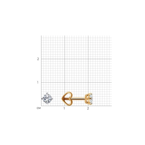 Серьги пусеты из золота 585 пробы с фианитами