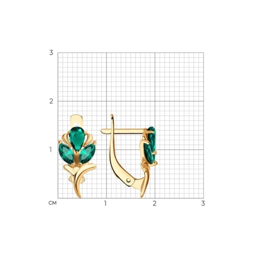 Серьги (585) изумруд синт.
