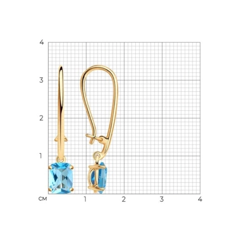 Серьгип етельки из золота 585 пробы с топазами