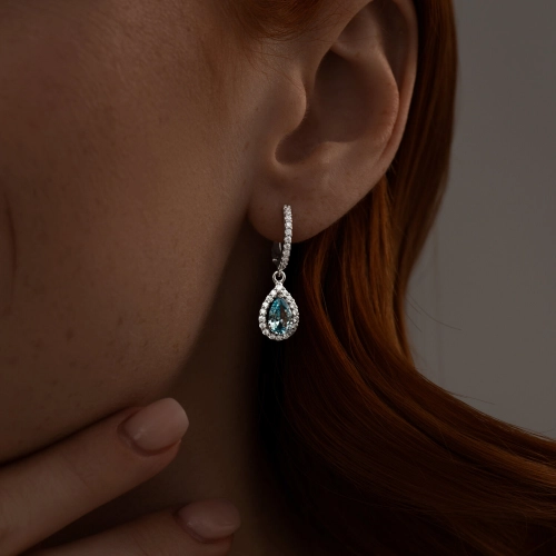Серьги из серебра 925 пробы с искусственными топазами и фианитами
