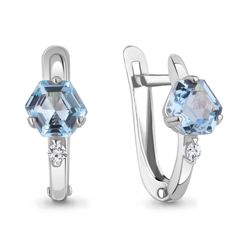 Серьги из серебра 925 пробы с искусственными топазами и фианитами