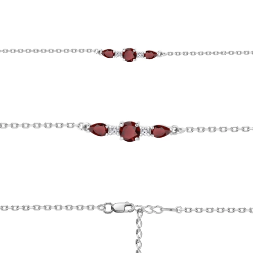 Браслет из серебра 925 пробы с гранатом и фианитами