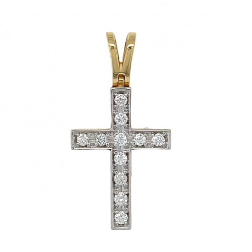 Подвеска (585 ж) бриллиант крест декор