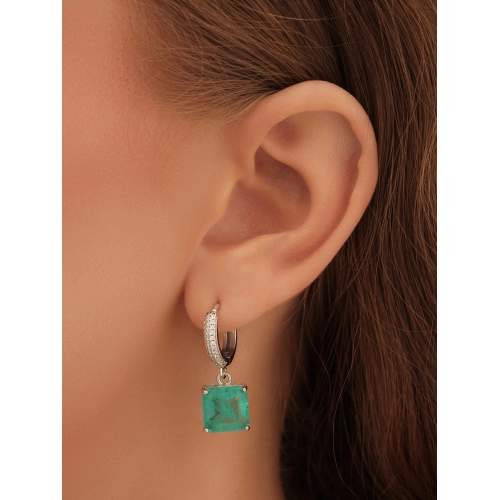 Серьги из серебра 925 пробы с цветными цирконами