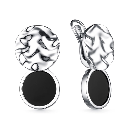 Серьги из серебра 925 пробы с ониксом