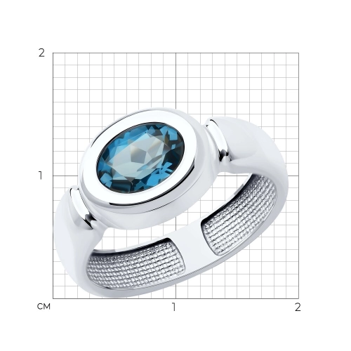 Кольцо из белого золота 585 пробы с топазом London Blue