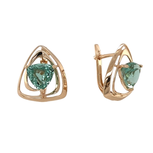 Серьги из золота 585 пробы с кварцем