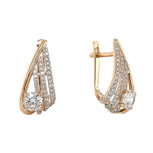 Серьги из золота 585 пробы с фианитами