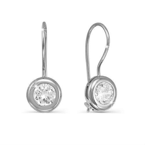 Серьги петельки из серебра 925 пробы с фианитами