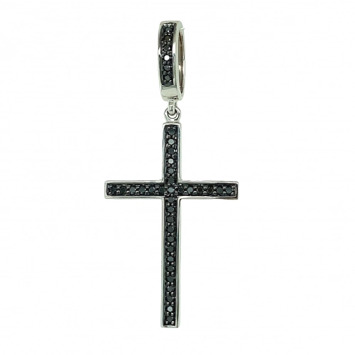 Подвеска (585 б) черный бриллиант крест декор