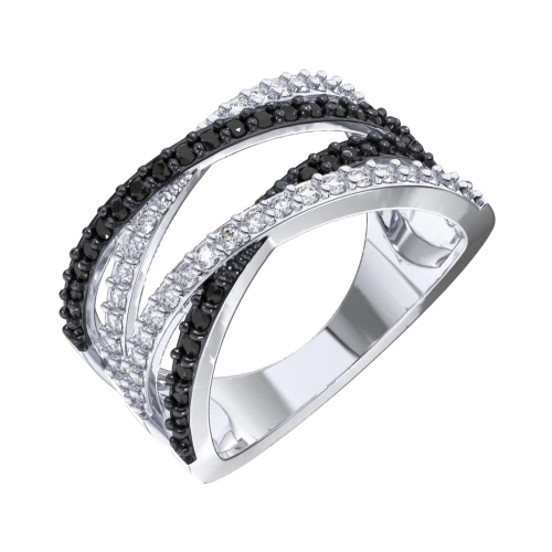 Кольцо из серебра 925 пробы с цветными фианитами