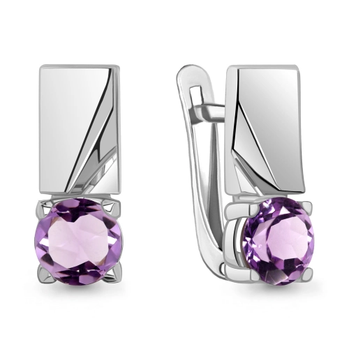 Серьги из серебра 925 пробы с аметистами
