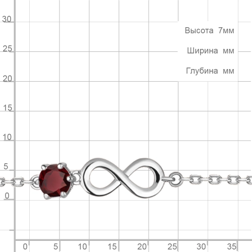 Браслет из серебра 925 пробы с гранатом