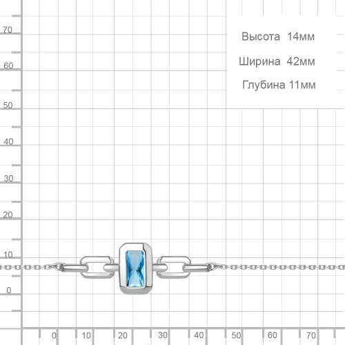Браслет из серебра 925 пробы с искусственными топазами