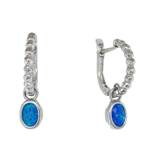 Серьги из серебра 925 пробы с искусственным опалом