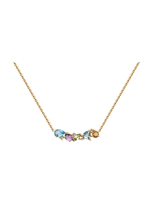 Колье (585) топаз, аметист, хризолит, цитрин, фианит