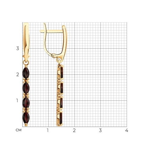 Серьги из золота 585 пробы с гранатом