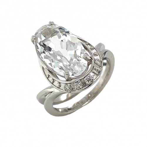 Кольцо (585 б) топаз, бриллиант