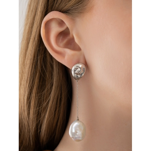 Серьги из серебра 925 пробы с жемчугом