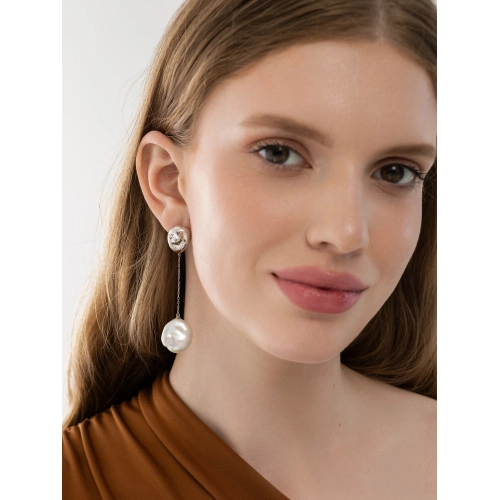 Серьги из серебра 925 пробы с жемчугом