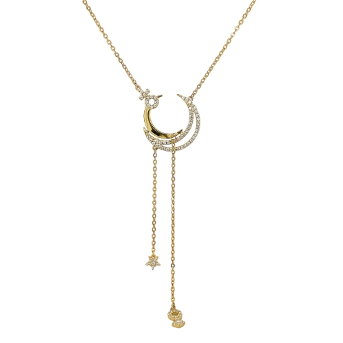 Колье из серебра 925 пробы с позолотой, с фианитами