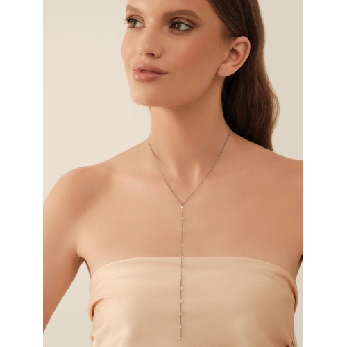 Колье галстук из серебра 925 пробы с фианитами