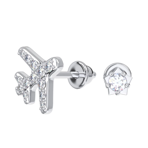 Серьги пусеты из серебра 925 пробы с фианитами