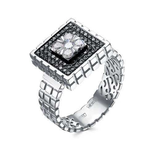 Кольцо (585 б) бриллиант, черный бриллиант