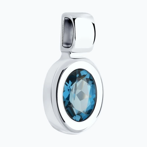 Подвеска из белого золота 585 пробы с топазом London Blue