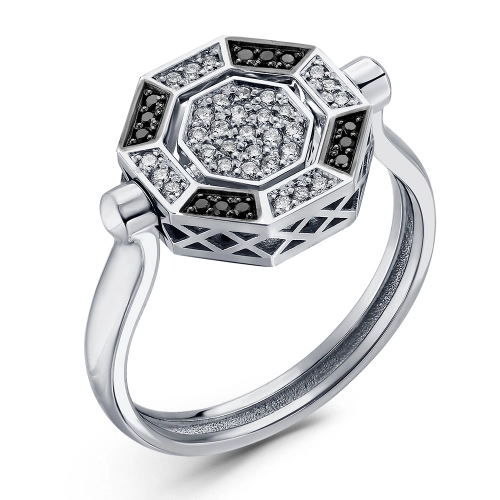 Кольцо (585 б) черный бриллиант, бриллиант