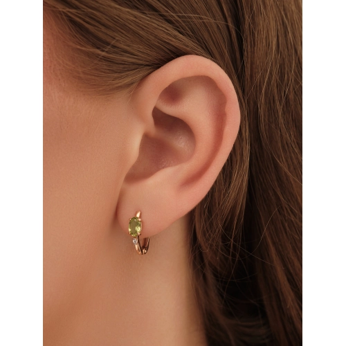 Серьги из золота 585 пробы с хризолитами и фианитами