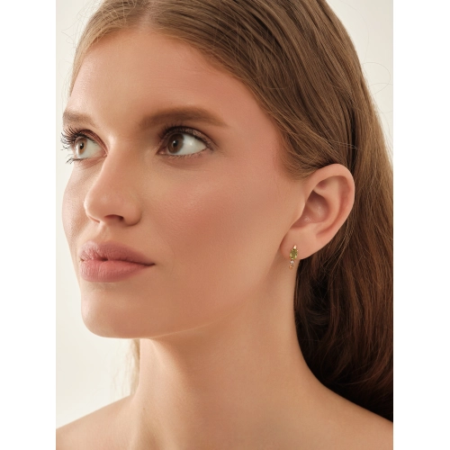 Серьги из золота 585 пробы с хризолитами и фианитами