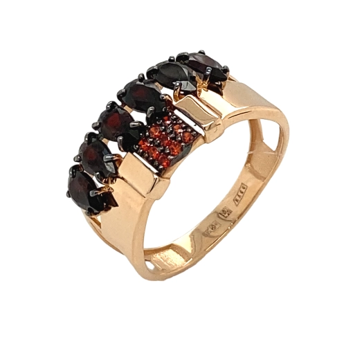 Кольцо из золота 585 пробы с гранатом и фианитами