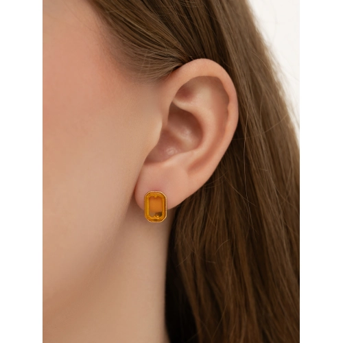 Серьги из серебра 925 пробы с позолотой, с янтарем
