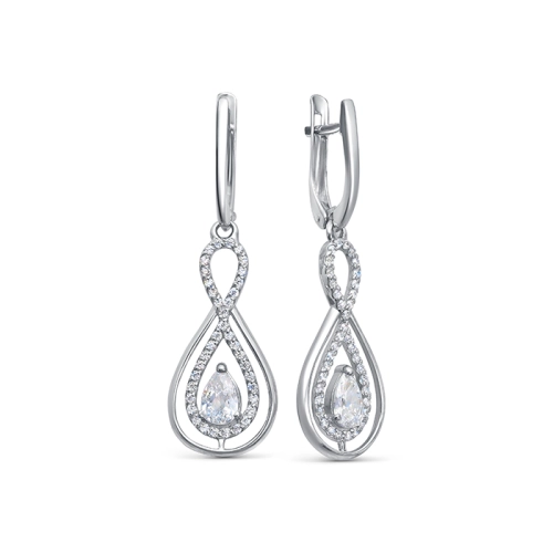Серьги из серебра 925 пробы с фианитами